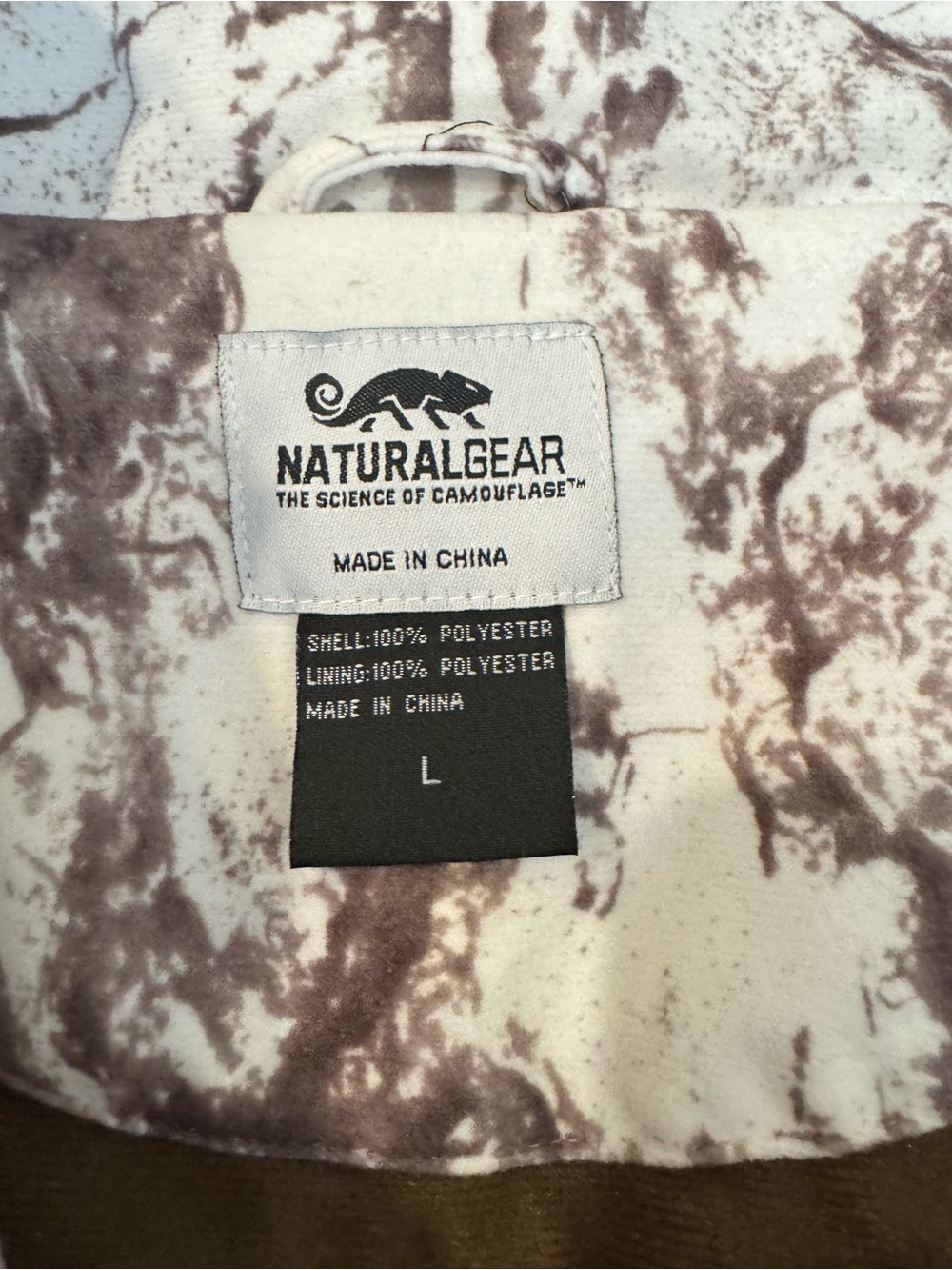 Natural Gear Men’s Fleece Lined Snow Camo Parka White Brown Camouflage Jacket L - Picture 5 of 11